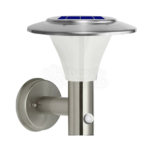 Luminária Solar Inox de Parede - Arandela - com Sensor de Presença - Ecoforce 15559