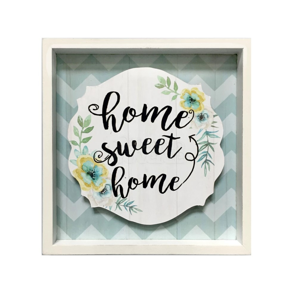 Quadro Decorativo em Madeira - Home Sweet Home - Cor Azul - 40285