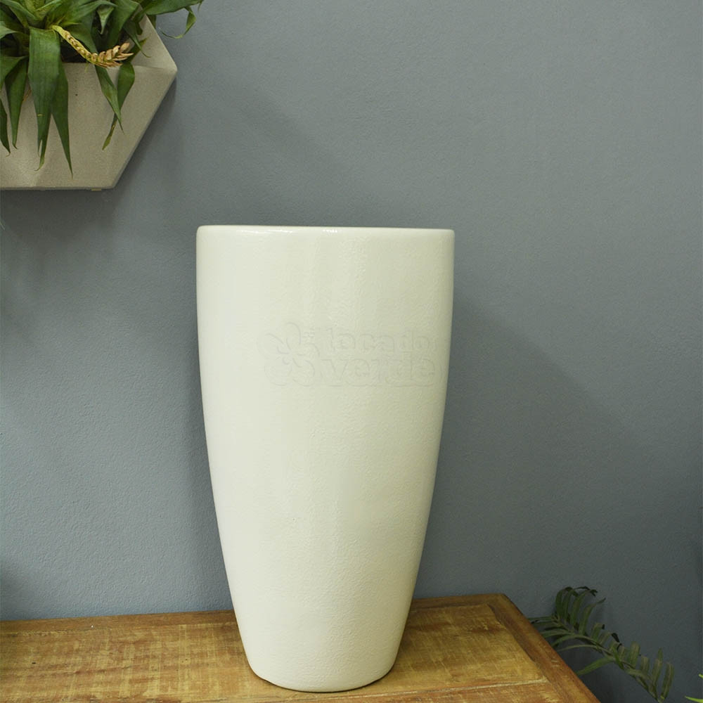 Vaso Fibra de Vidro - Cônico 30 - 52 alt x 30 diâm - Branco - Rotogarden 