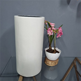 Vaso Fibra de Vidro - Cilindro 70 - 70 alt x 34 diâm - Cor Branco - Peça Única