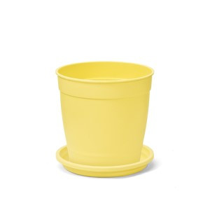 Vaso Aquarela com Prato - N02,5 - 1L - Cor Amarelo Claro