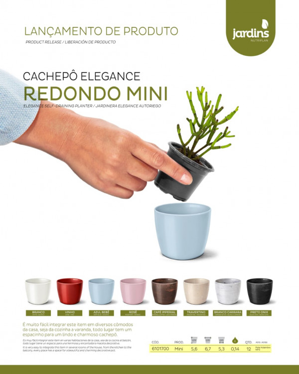Demonstrativo de Cores Cachepô Redondo Elegance Mini 5,6x6,7 cm