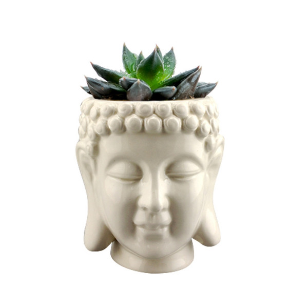 Cachepô Budhas Head em Cerâmica