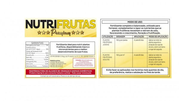 Fertilizante Nutrifrutas 1kg (NPK 11-06-24) dosagem