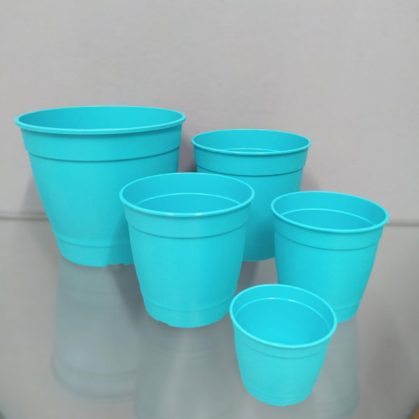 Kit Vasos Aquarela - 5 Tamanhos - Cor Azul Tiffany