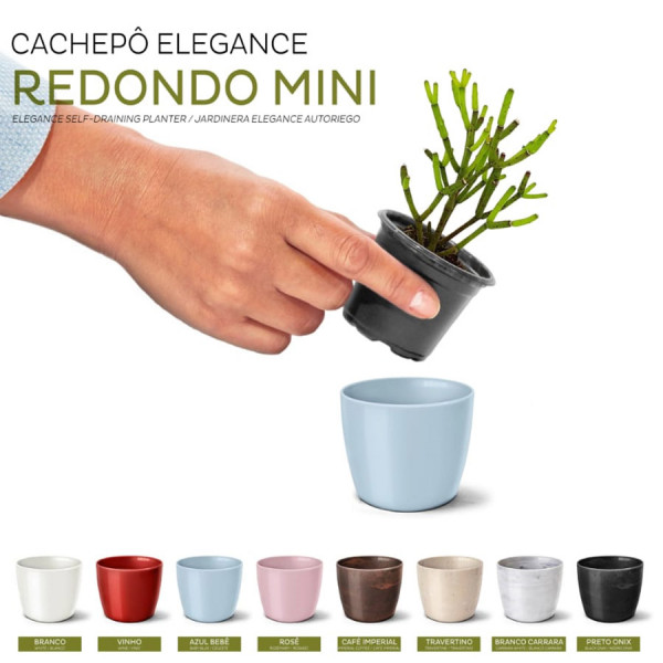 Demonstrativo de cores do Cachepô Redondo Elegance Mini 5,6x6,7 cm