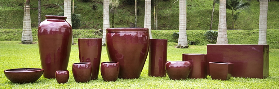Vasos Fibra de Vidro Vermelho Royal Verniz Escuro